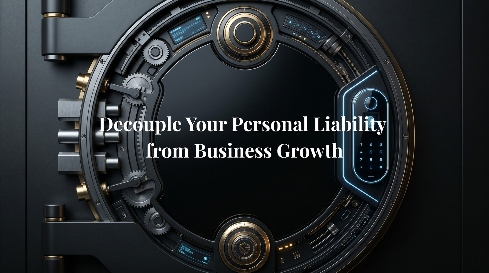 A sleek corporate vault representing secure corporate credit profiles, EIN business credit, and zero-PG funding through Kaizen Business Credit.